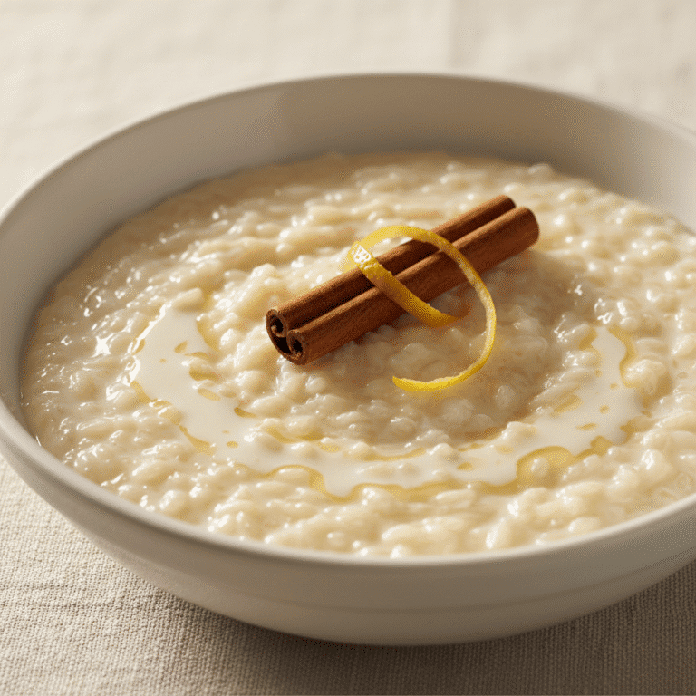 Cuenco de arroz con leche cremoso con canela, preparado en Mambo de Cecotec.