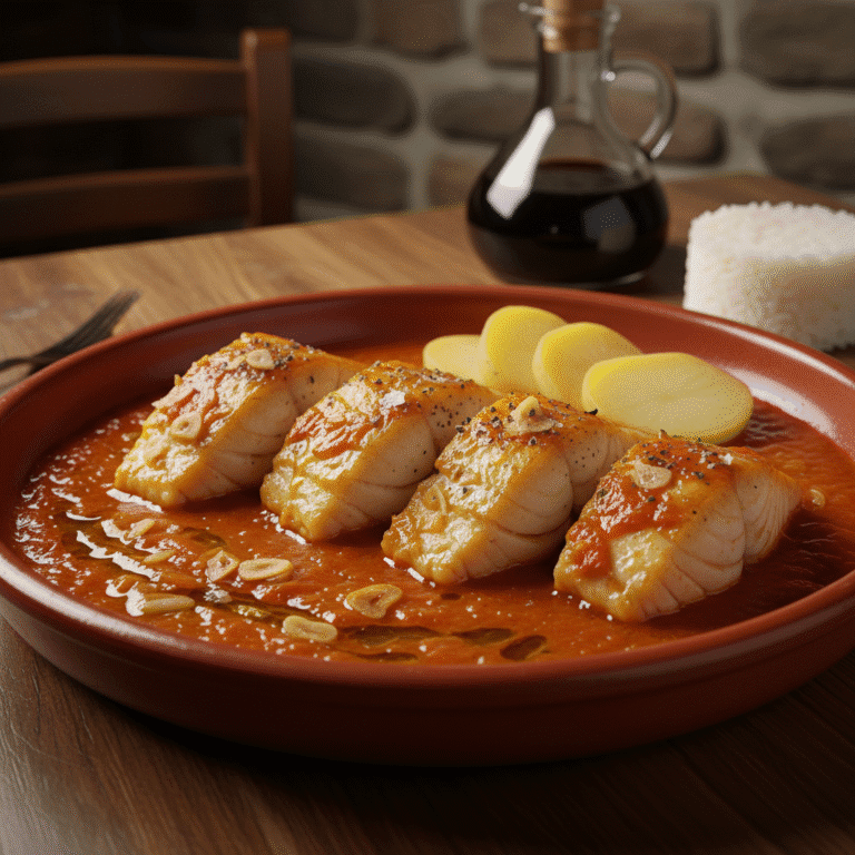 Plato de bacalao a la vizcaína cocinado en Mambo Cecotec