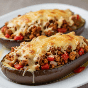 Berenjenas rellenas de soja y queso cocinadas en Mambo