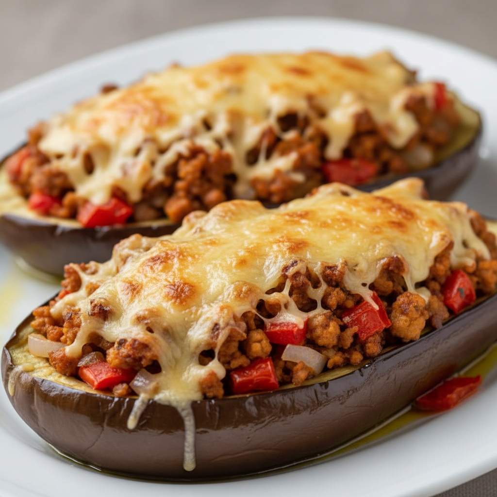 Berenjenas rellenas de soja y queso cocinadas en Mambo