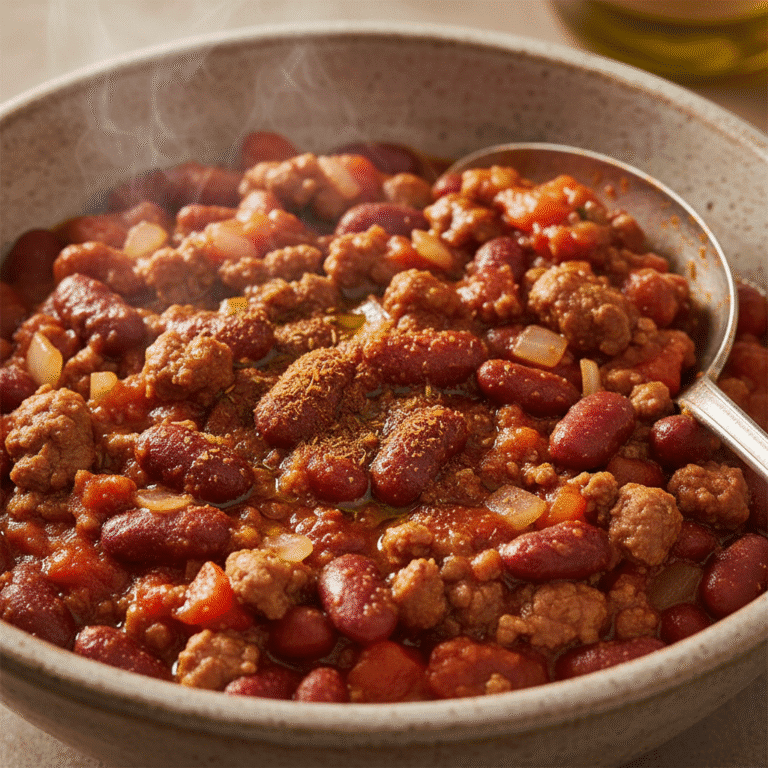 Plato de chili con carne cocinado en Mambo Cecotec