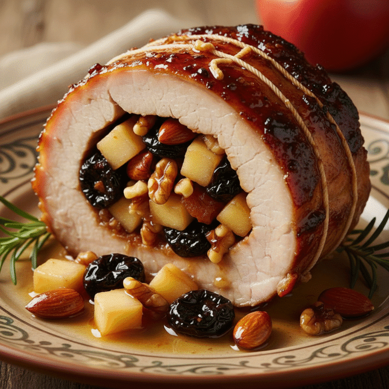 Lomo relleno de manzana y frutos secos cocinado en Mambo de Cecotec