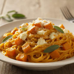 Pasta con Salsa de Calabaza y Queso de Cabra en Mambo: Sabor Único