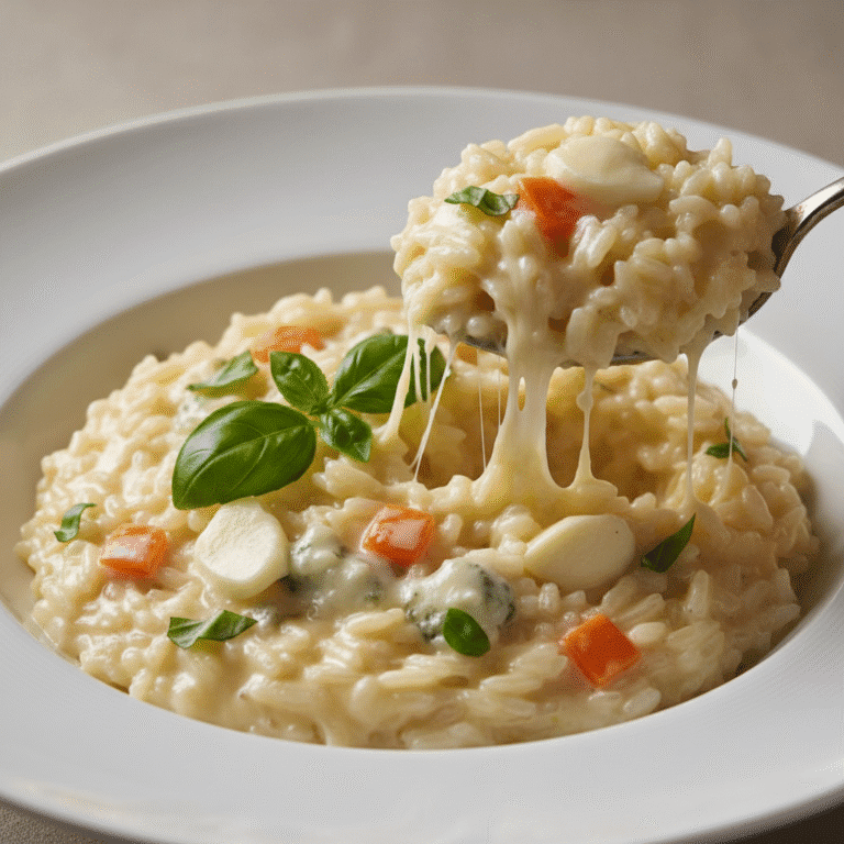 Imagen de risotto cuatro quesos cocinado en Mambo, cremoso y listo para servir.
