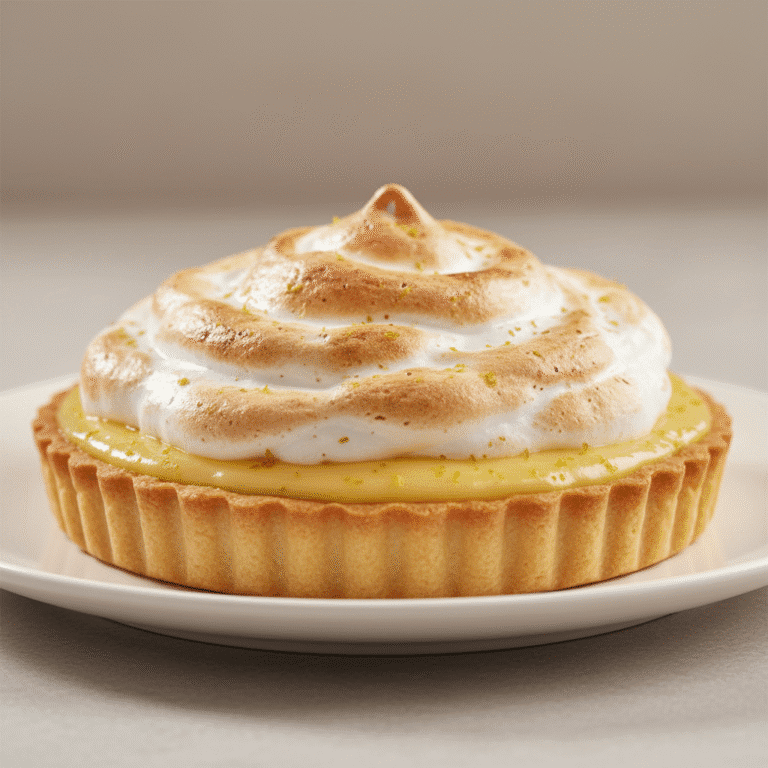 Tarta de limón y merengue hecha con Mambo, mostrando merengue esponjoso y relleno de limón cremoso.