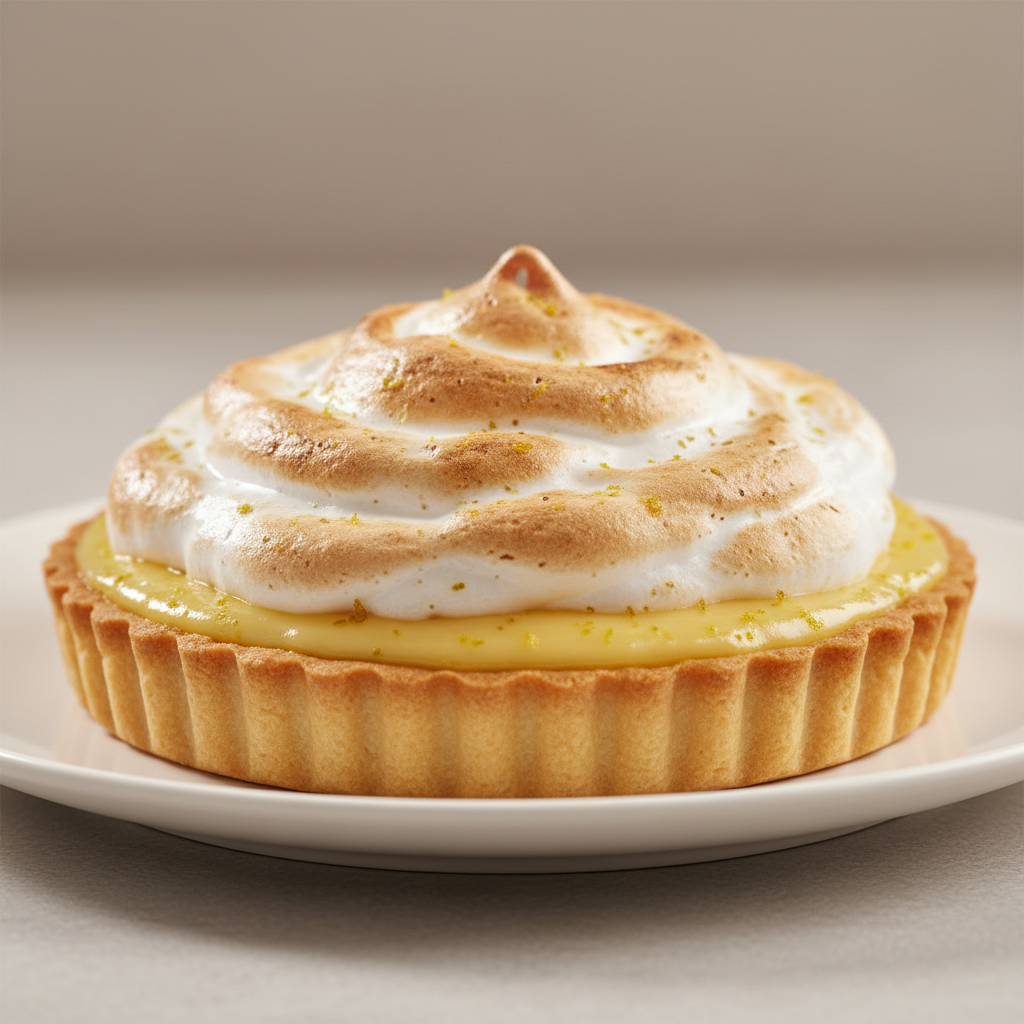 Tarta de limón y merengue hecha con Mambo, mostrando merengue esponjoso y relleno de limón cremoso.