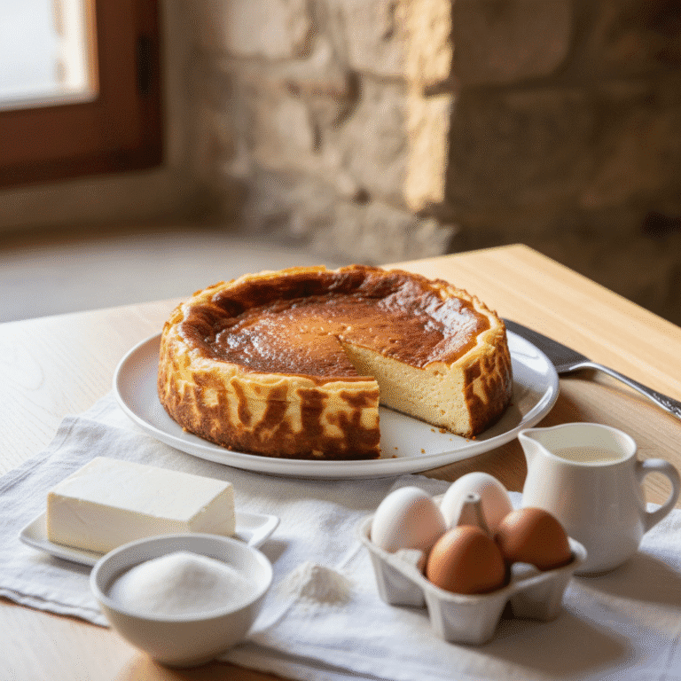 Tarta de queso La Viña cremosa y dorada, preparada con Mambo