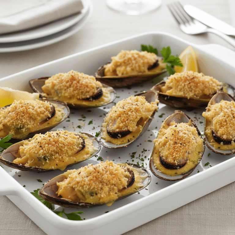 Mejillones rellenos de bechamel dorados y crujientes, preparados con Mambo de Cecotec.