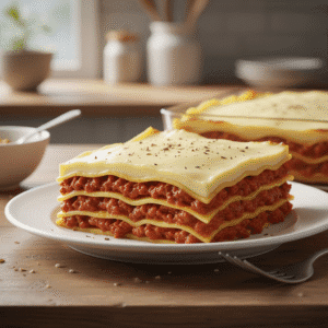 Capa de bechamel suave y sin grumos sobre lasaña, hecha con Mambo de Cecotec.