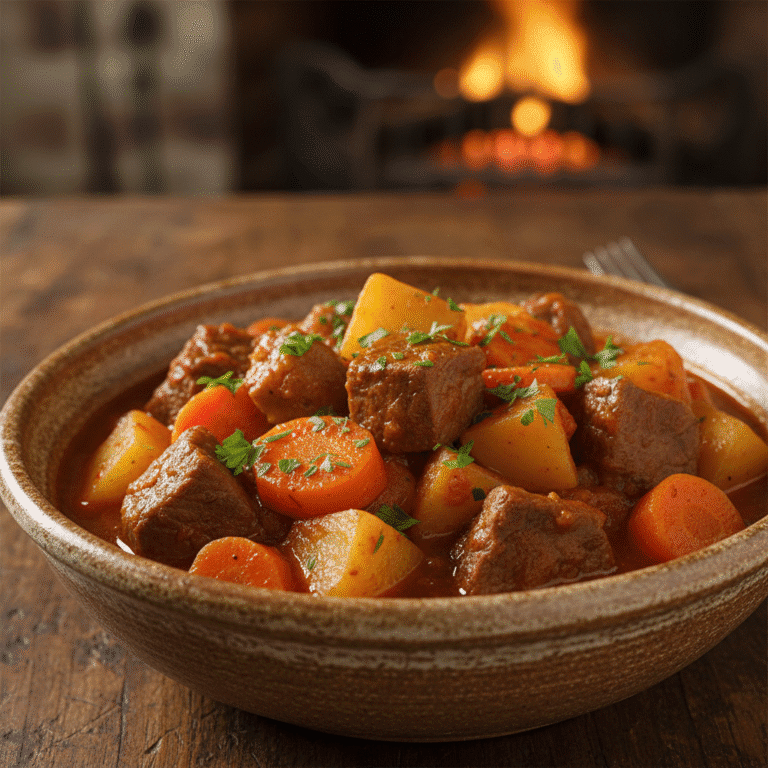 Estofado de carne con patatas cocinado en un robot Mambo, con carne tierna y vegetales