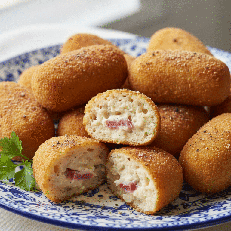Masa de croquetas de jamón en una bandeja, preparada con el robot de cocina Mambo de Cecotec.