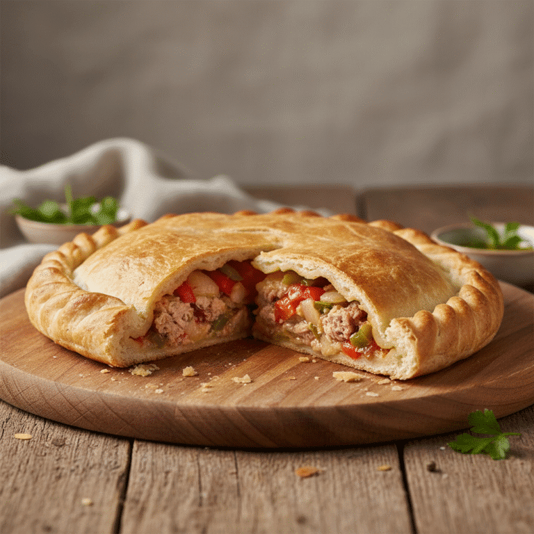 Masa de empanada gallega cruda preparada en una mesa de cocina, usando el robot Mambo de Cecotec.