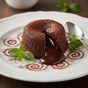 Coulant de chocolate con centro líquido, preparado en Mambo de Cecotec.