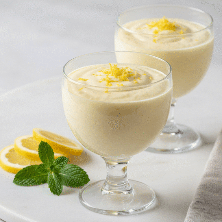 Mousse de limón servido en copas, preparado con el robot Mambo.