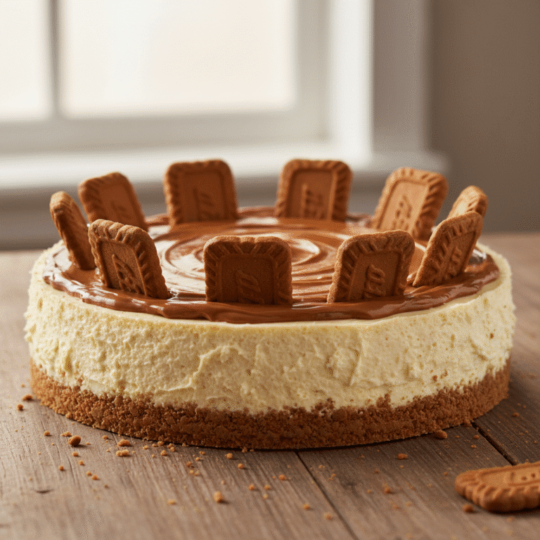 Tarta de queso de Lotus con cobertura cremosa y base de galleta, preparada en un Mambo de Cecotec.