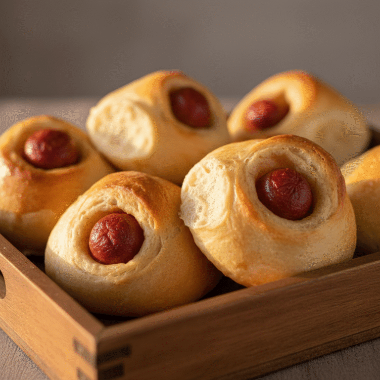 Bollos preñaos recién horneados con relleno visible de chorizo.