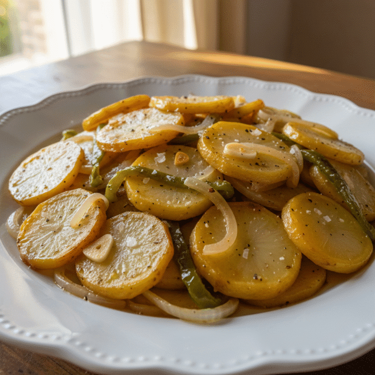 Plato de patatas a lo pobre confitadas, doradas y jugosas, preparadas con Mambo de Cecotec.