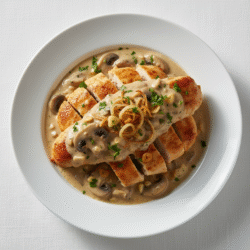 Deliciosas Pechugas de Pollo en Salsa de Champiñones con Mambo