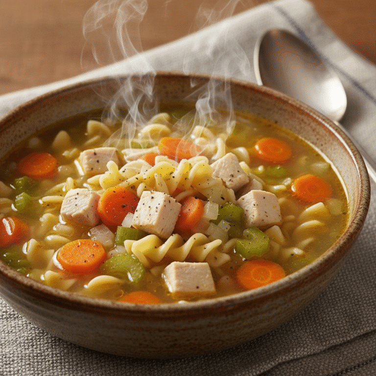 Tazón de sopa de fideos con pollo y verduras, hecho en Mambo de Cecotec, con caldo sustancioso y colores vibrantes.