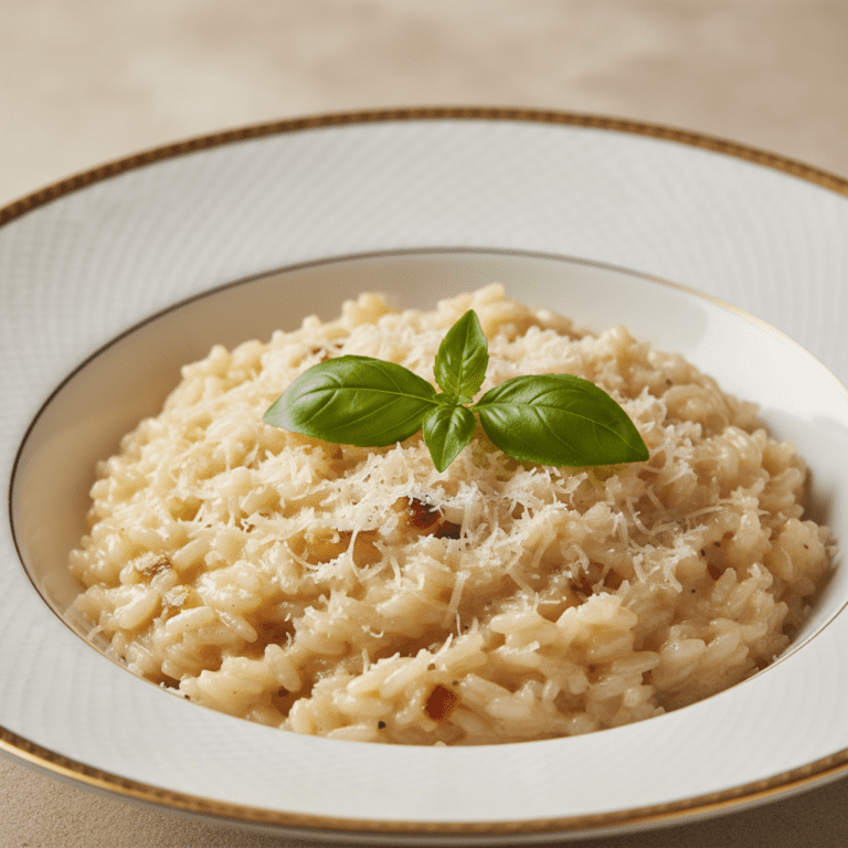 Un delicioso plato de risotto cremoso, cocinado a la perfección con el robot de cocina Mambo de Cecotec.