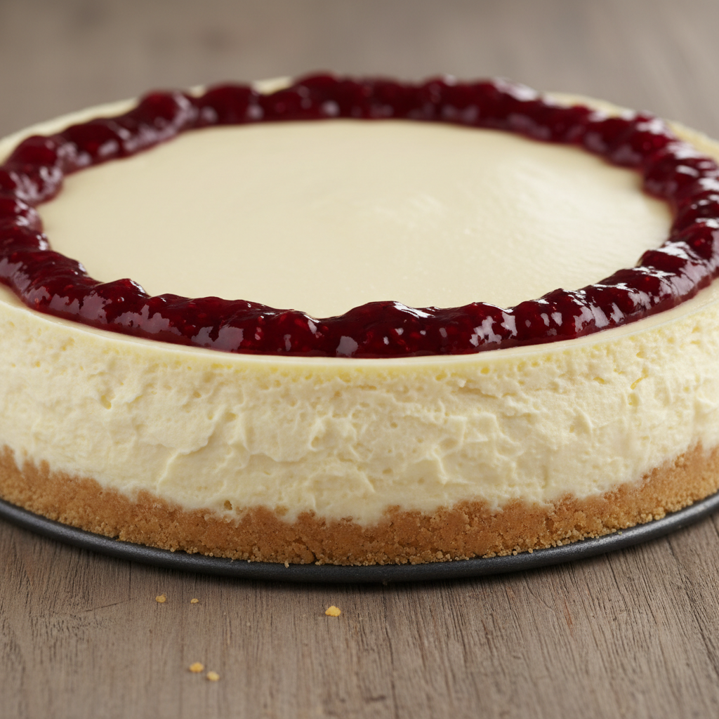 Tarta de queso estilo Mambo Touch con base de galleta y relleno cremoso en plato blanco.