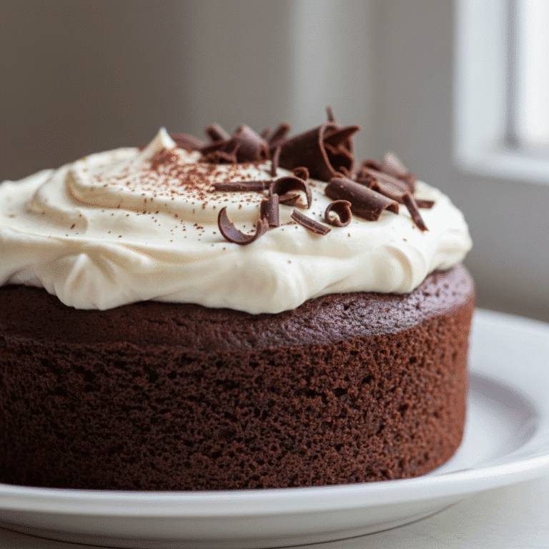 Vista superior de una Tarta Guinness sobre una mesa, decorada con frosting de queso crema y rodeada de ingredientes como cacao y cerveza.