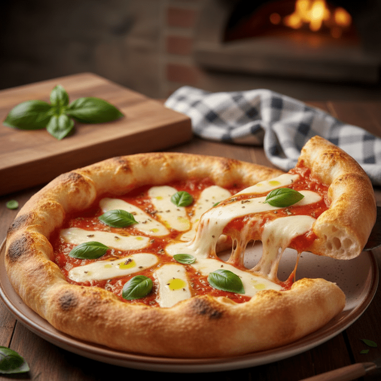 Pizza casera con masa esponjosa y ingredientes frescos preparada con Mambo de Cecotec.