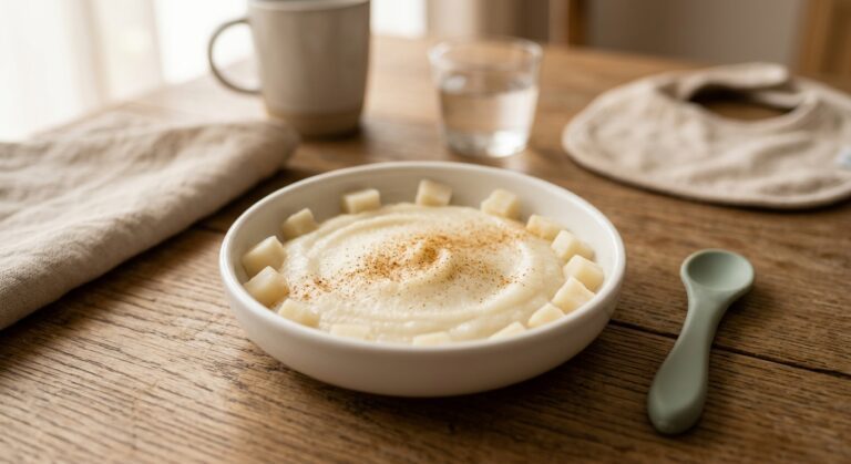 Crema suave de boniato blanco con un toque de canela, preparada en el robot Mambo de Cecotec.
