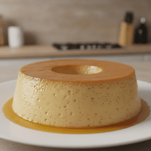 Flan de leche condensada con caramelo, preparado en el robot de cocina Mambo de Cecotec.
