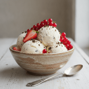 Helado de vainilla cremoso hecho en Mambo, perfecto para refrescar el verano.