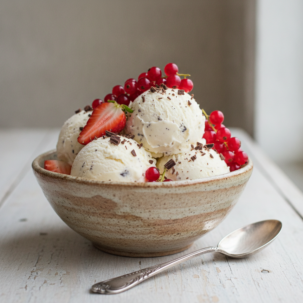 Helado de vainilla cremoso hecho en Mambo, perfecto para refrescar el verano.