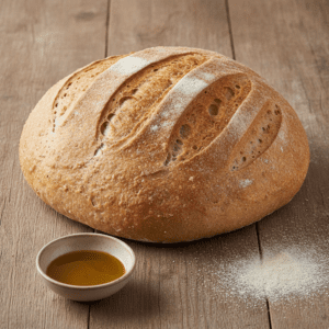 Pan integral esponjoso cocinado con Mambo, mostrando una corteza dorada y textura aireada.