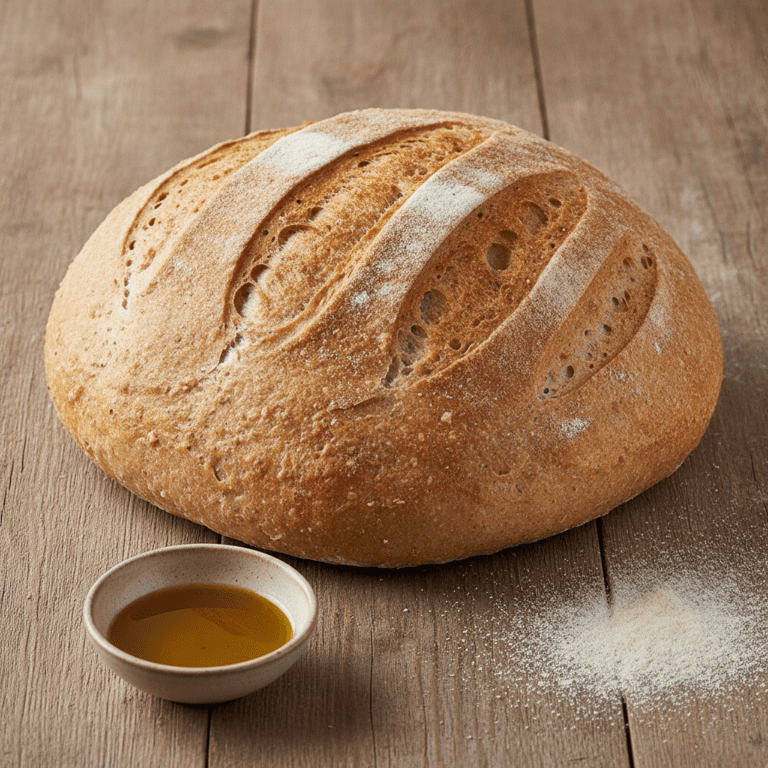 Pan integral esponjoso cocinado con Mambo, mostrando una corteza dorada y textura aireada.