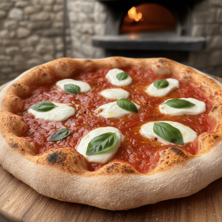 Pizza napolitana con borde aireado y toppings frescos, hecha con Mambo según la receta mambo masa pizza.