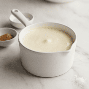 Salsa bechamel suave y cremosa preparada en el robot de cocina Mambo de Cecotec.