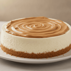 Tarta de queso Lotus horno con base de galleta, preparada con el robot de cocina Mambo de Cecotec.