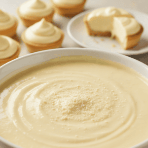 Cuenco de crema pastelera Mambo, textura cremosa y suave, preparada con Cecotec.
