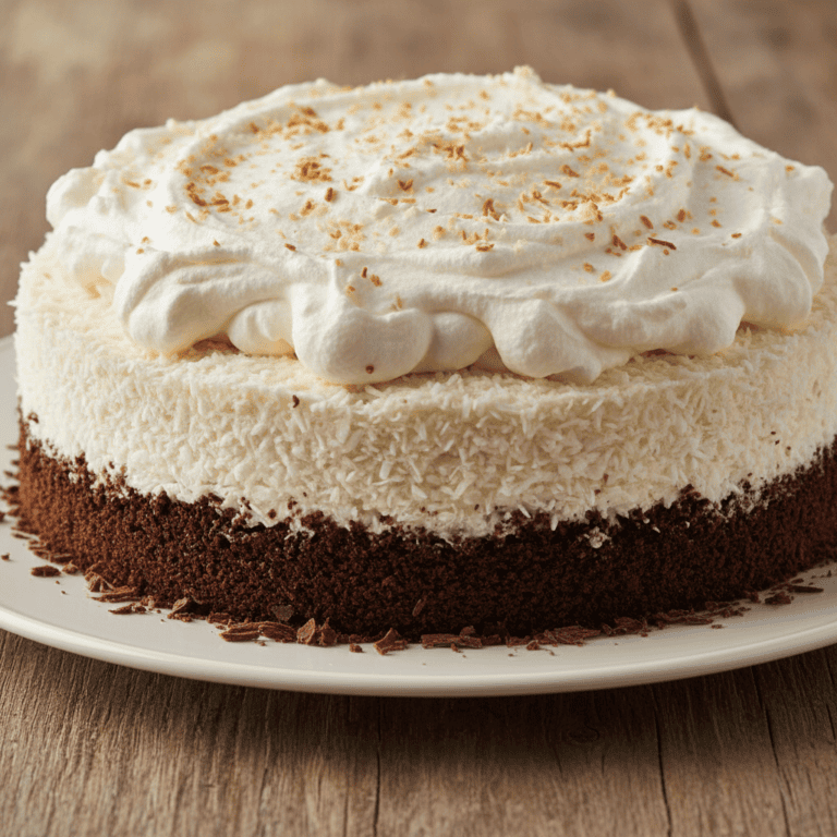 Tarta de galletas y coco con capas cremosas y topping de coco, preparada con Mambo de Cecotec.