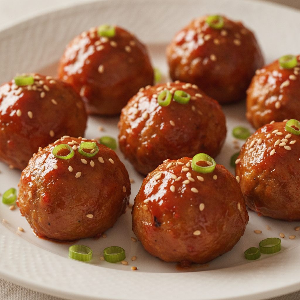 Albóndigas coreanas picantes con glaseado gochujang hechas en Mambo