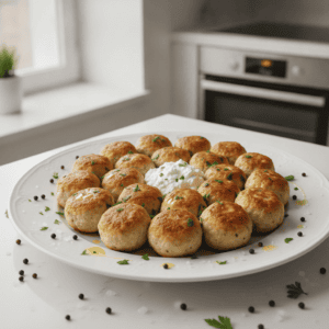 Albóndigas de pollo con queso cottage cocinadas en el robot Mambo de Cecotec.