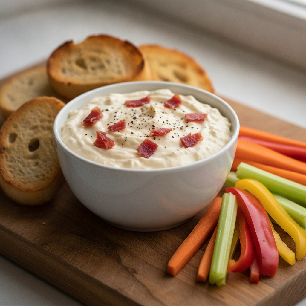Dip cremoso de jamón serrano hecho en Mambo listo para servir