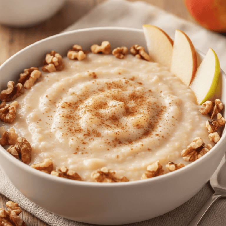 Gachas de manzana y leche de coco preparadas en Mambo