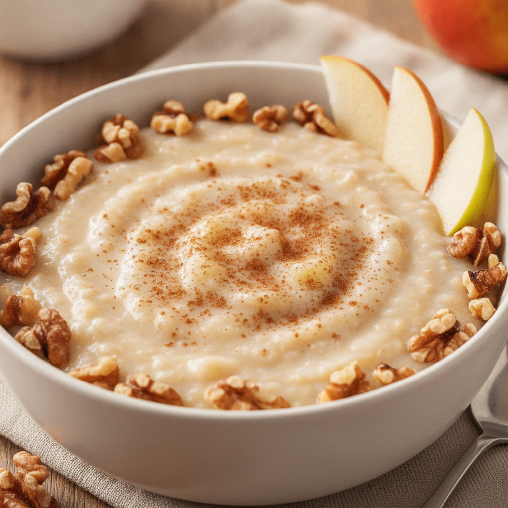 Gachas de manzana y leche de coco preparadas en Mambo