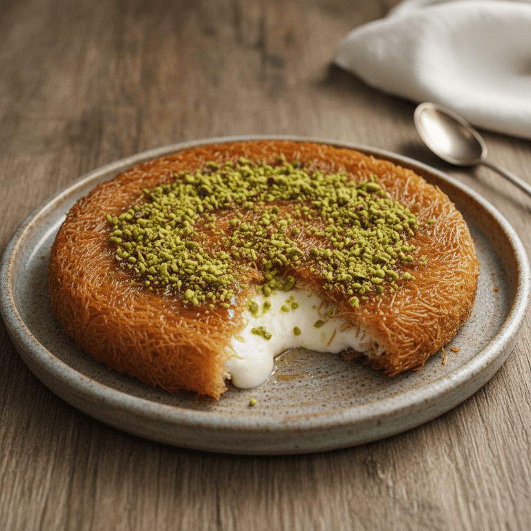 Knafeh de pistacho en Mambo, un postre tradicional delicioso.