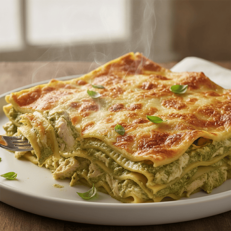Deliciosa lasaña de pollo al pesto preparada en Mambo de Cecotec