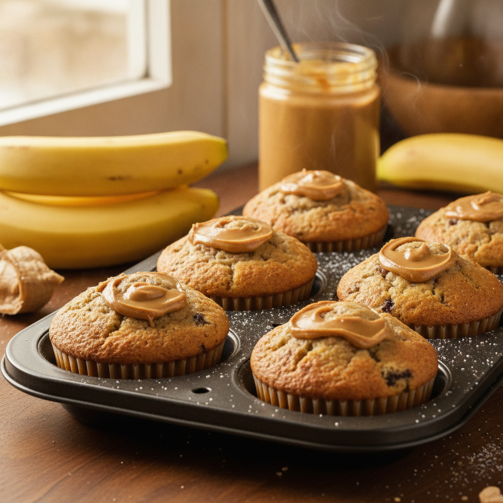 Muffins de plátano y crema de cacahuete en Mambo