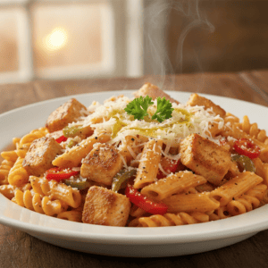Pasta cajún cremosa en Mambo con pollo y especias cajún