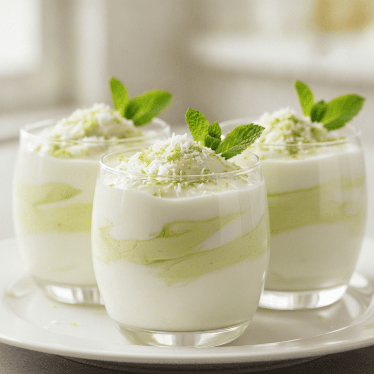 Postre de yogur, lima y coco Mambo en bol con menta